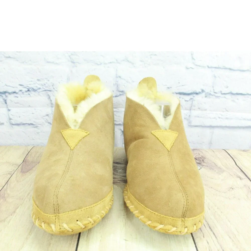 LL Bean Brown Suede Wicked Good Shearling Lined Slipper Ankle Boots Size 9 M - Picture 4 of 10